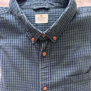 Marine Layer blue/ green check casual long sleeve button up